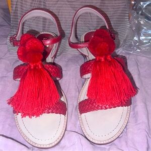 Kate Spade Red “Sunset” Tassel Sandals Size 7 1/2